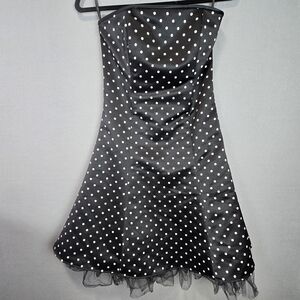 Vintage Jessica McClintock For Gunne Sax Black Polka Dot Strapless Dress 5/6
